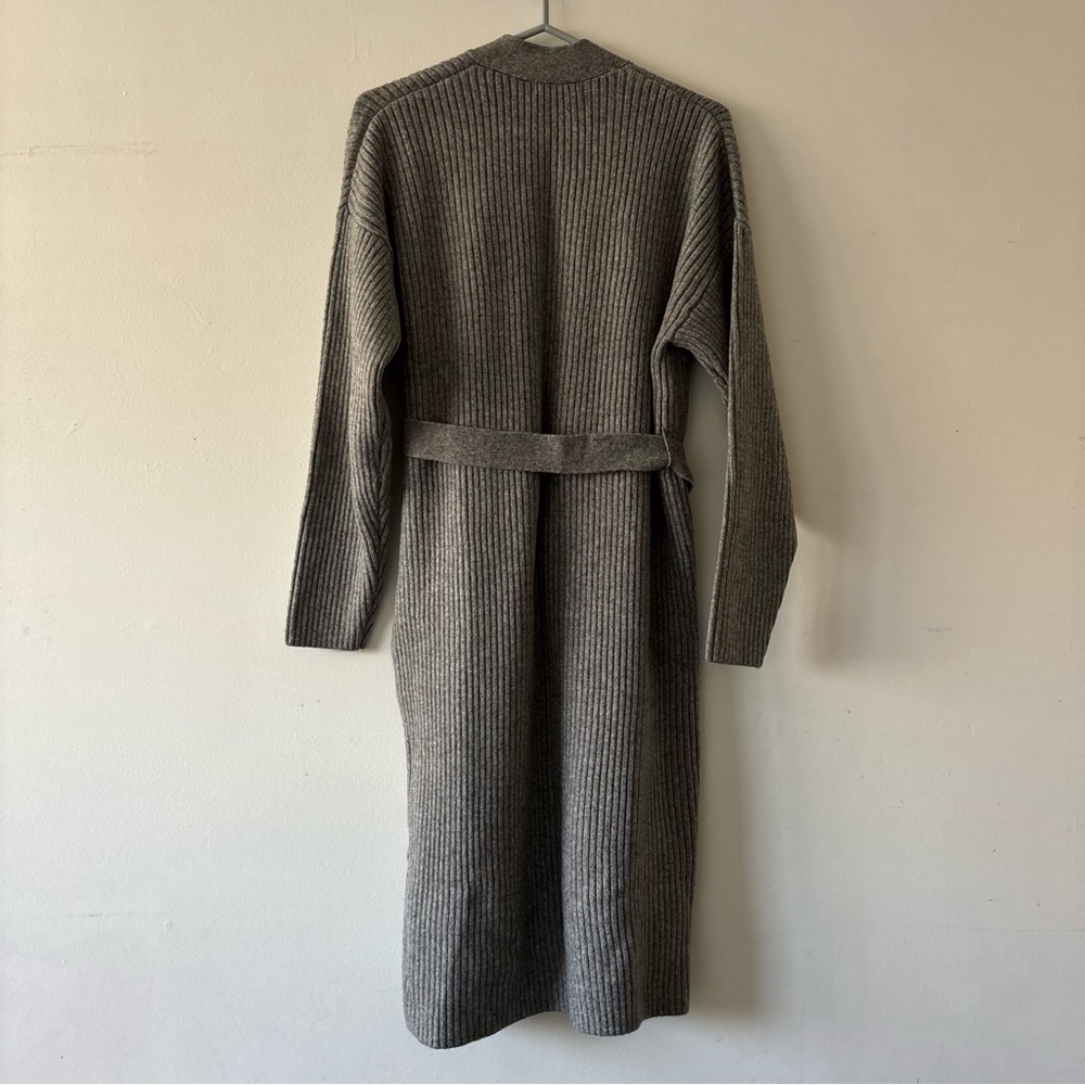 Gray Ribbed Open Knit Cardigan - Picture 4 of 5